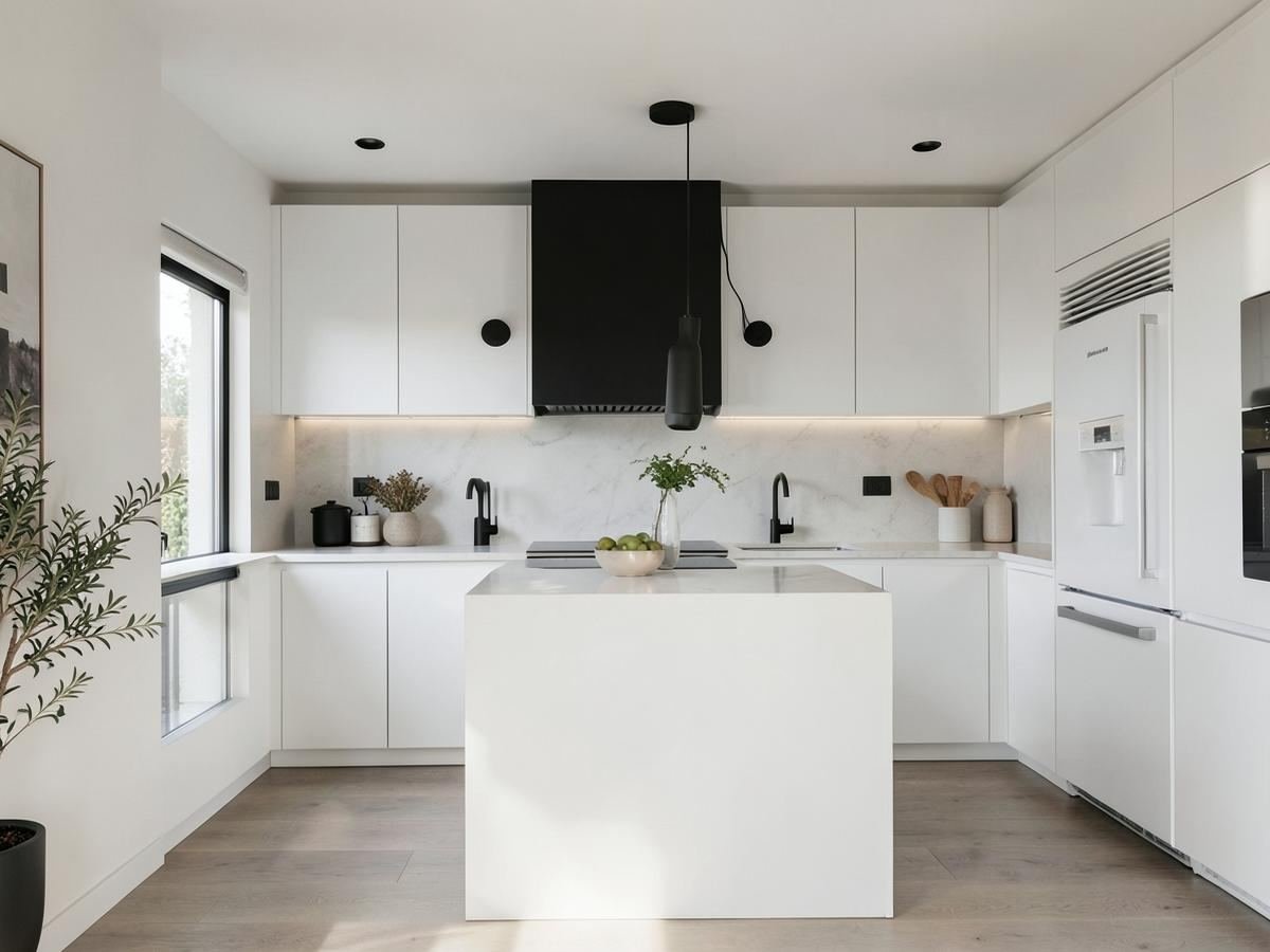 Minimal modern kitchen with island